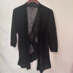 Women’s Black Open Cardigan Textured Weave on back Size Medium